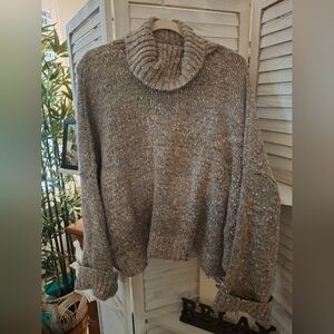 a.n.a Super Soft Speckled Gray Cowl Neck Sweater